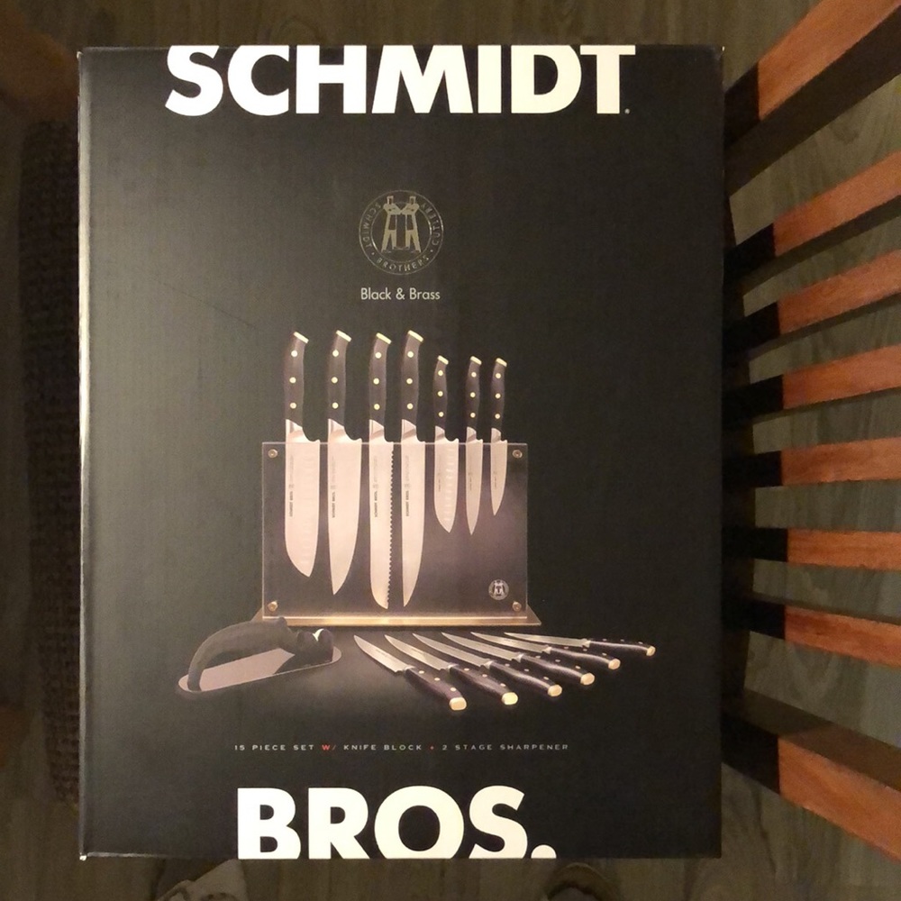 Schmidt Brothers 15 Piece Set with Knife Block +2 Stage Sharpener NEW!!!